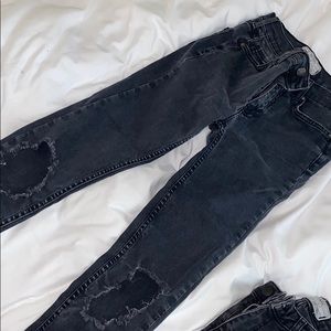 Free People Busted Knee Skinny Jeans Black